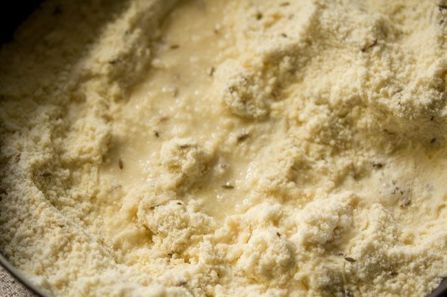 some water added to flour mixture.