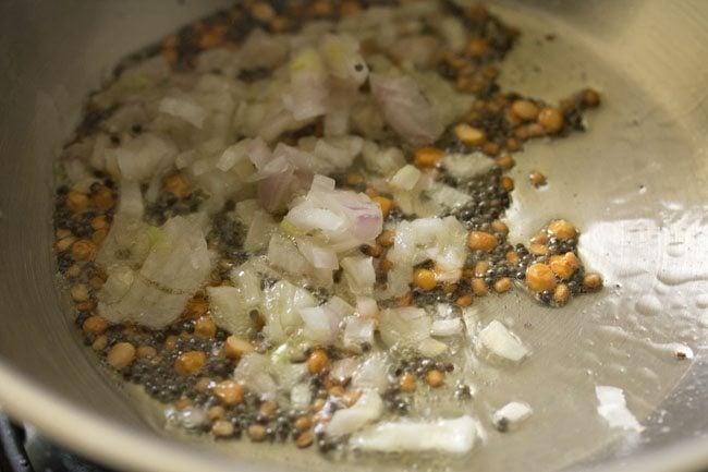 finely chopped onions added to the pan. 