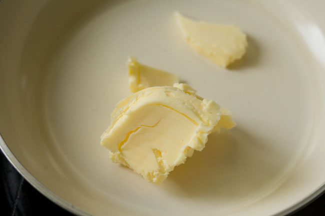 salted butter in a pan