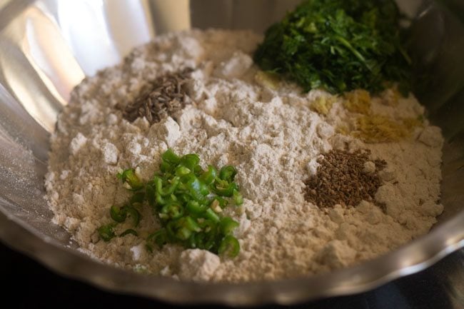 spices and herbs added to flour