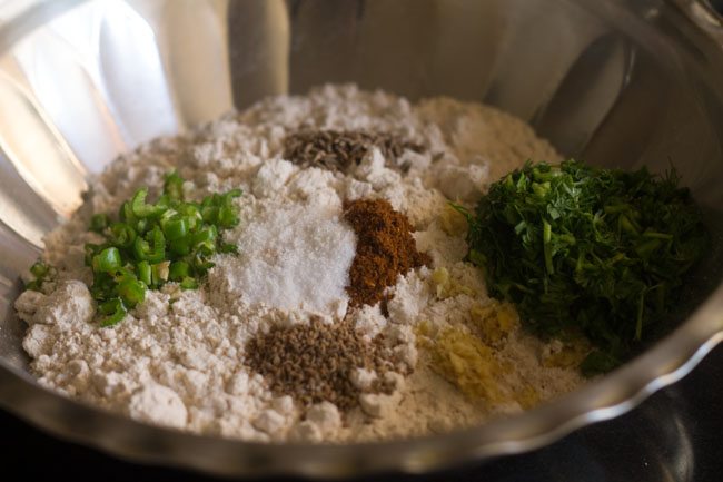 spices and salt added to flour