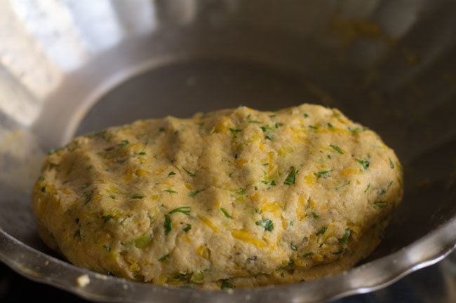 kaddu paratha dough in a bowl