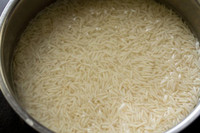 soaking rice in water. 