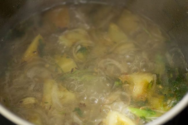 boiling water mixture in the pan. 