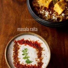 masala raita served with paneer biryani in a bowl
