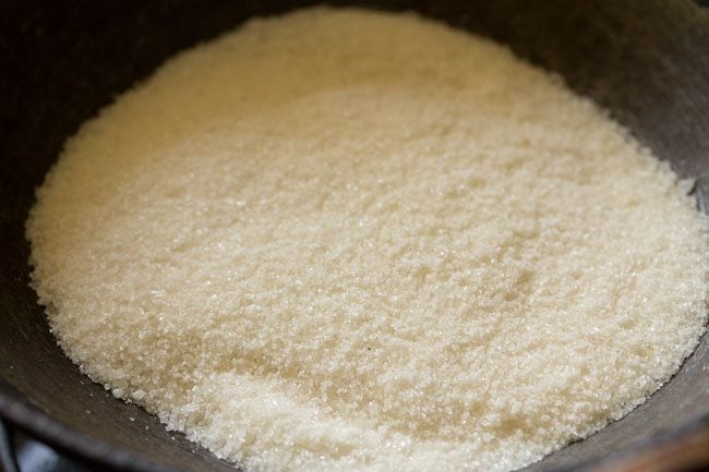 sugar in the bottom of a kadai