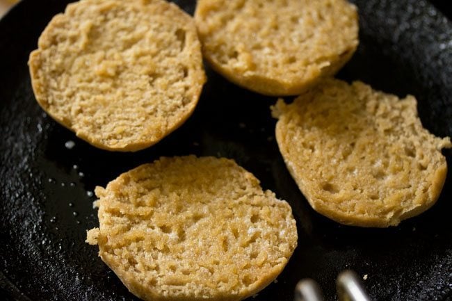 lightly toasted pav on griddle