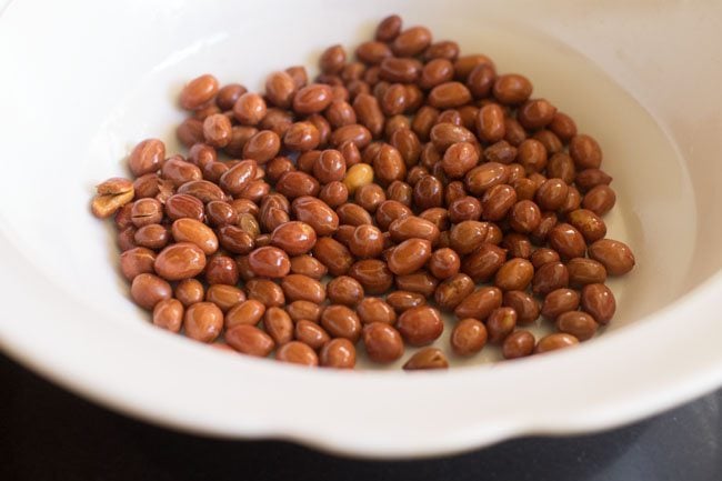 fried peanuts in white bowl