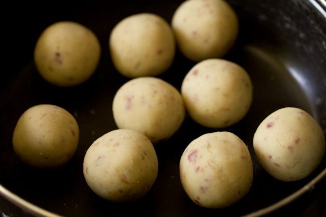 preparing sweet potato gulab jamun recipe