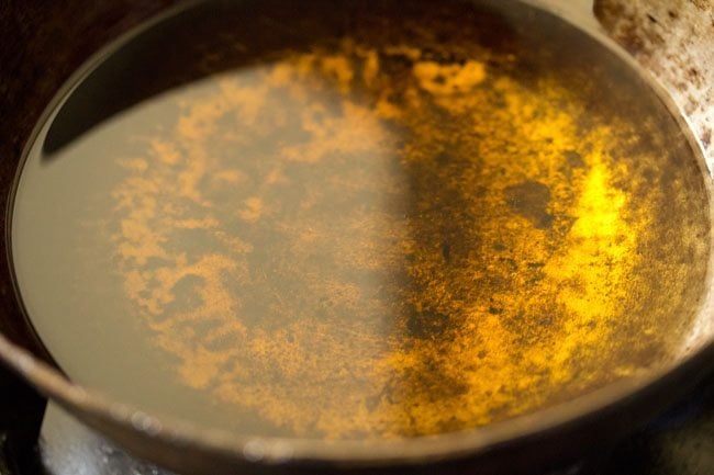oil in a pan kept for heating. 