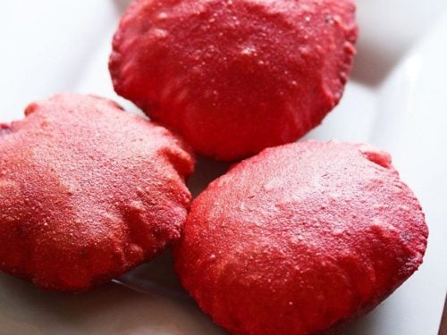 beetroot poori recipe, beetroot puri recipe