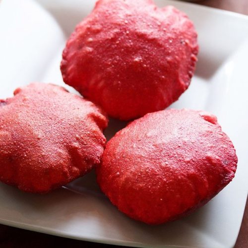 beetroot poori recipe, beetroot puri recipe