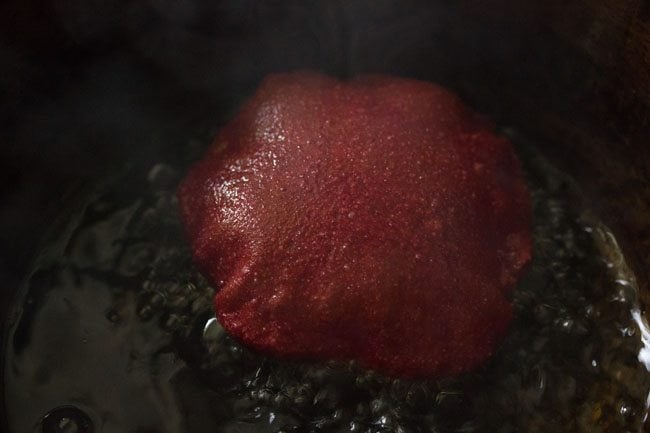 frying beetroot poori second side after turning