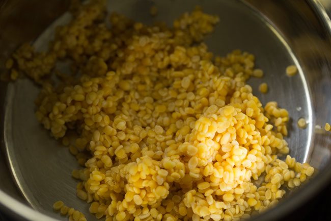 rinsed moong dal in a thick bottomed pan.