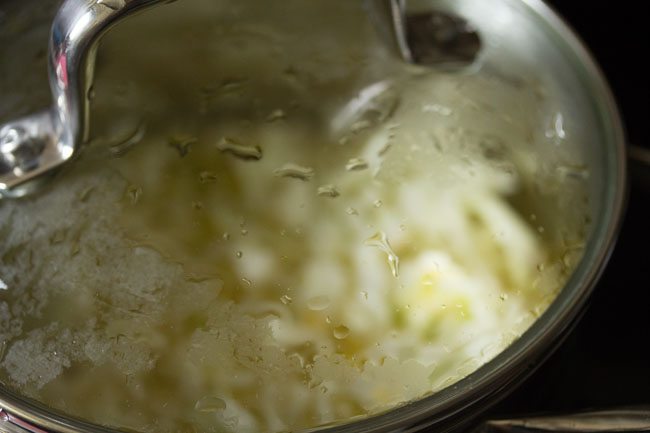 pan covered with a lid and placed on the stovetop. 