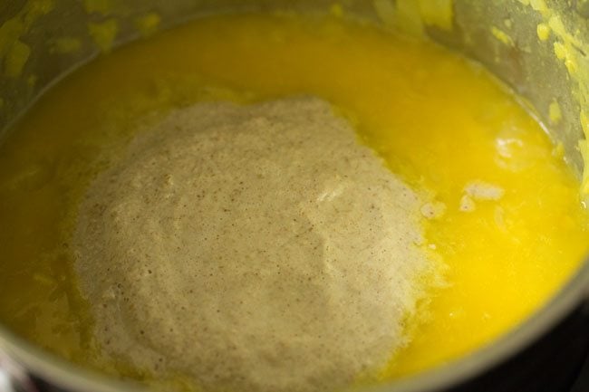 prepared coconut paste added to the cabbage dal. 
