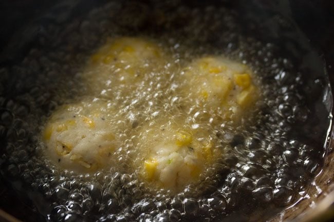 frying cheese corn balls.