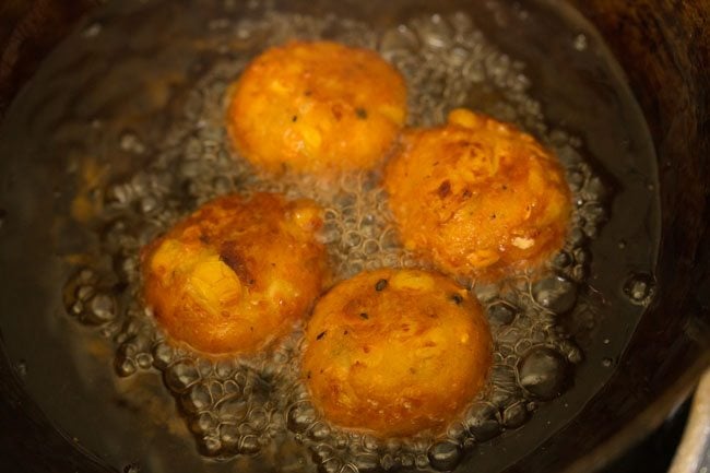 frying cheese corn balls.