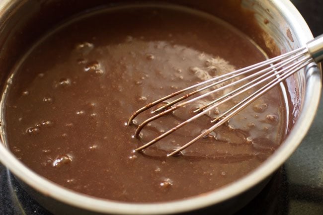 making the chocolate mixture for chocolate ice cream 