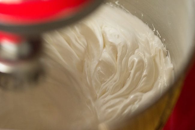 whipping cream till soft peaks are formed 