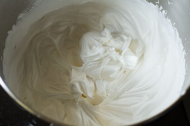whipping cream till soft peaks are formed 