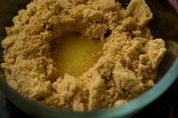 butter added to biscuits powder to make cheesecake crust recipe