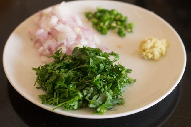 ingredients chopped for the moong dal batter. 