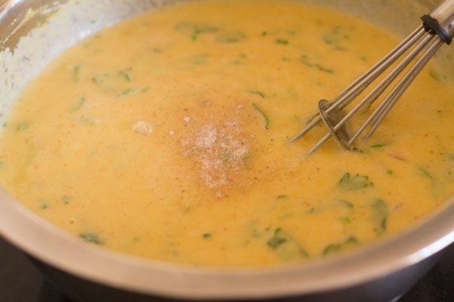 asafoetida added to the moong dal batter. 