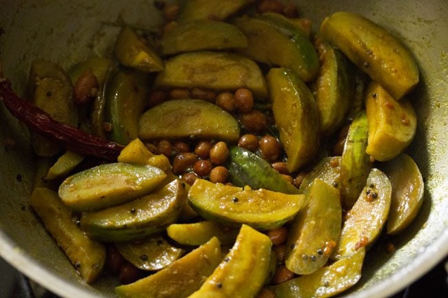 cooking brinjals. 