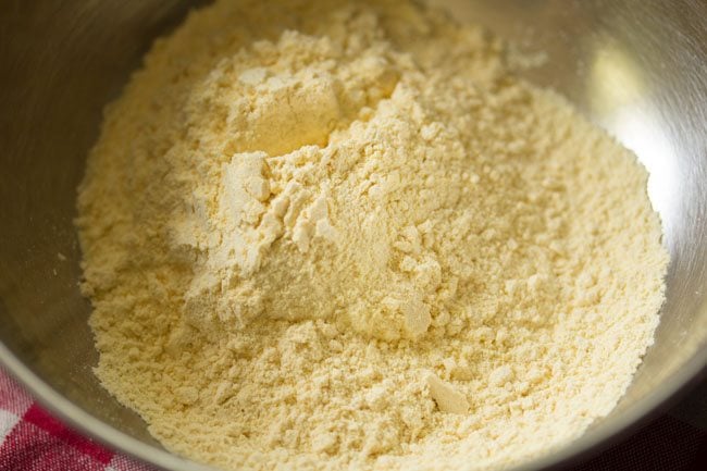 gram flour in a mixing bowl