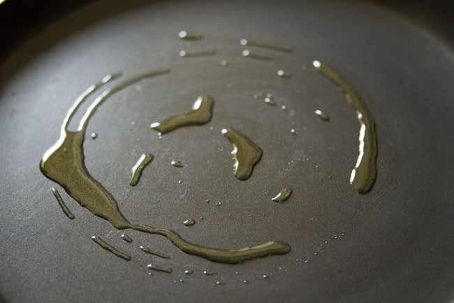 oil on a frying pan