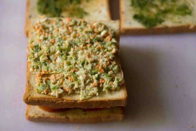 cheese slaw layer on toast