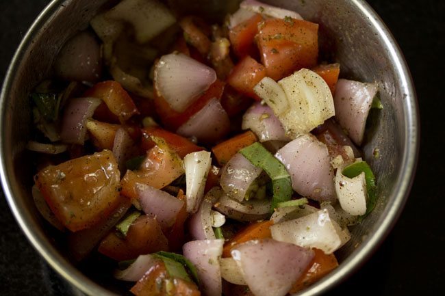 chopped vegetables kept for marination 