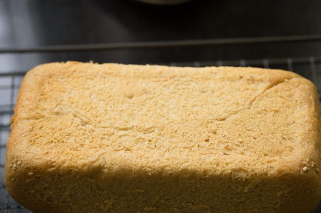 sandwich bread loaf removed from loaf pan. 