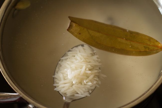 rice added to water
