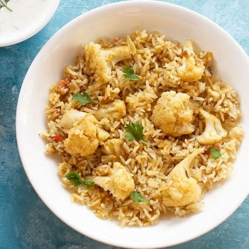 gobi biryani recipe, cauliflower biryani recipe