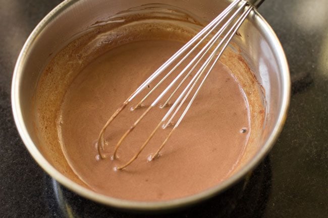 whisking well to dissolve the cocoa powder in the milk 