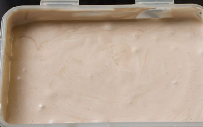 ice cream mixture in a container 