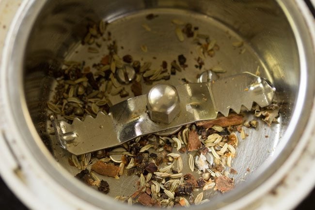 spices added to grinder jar