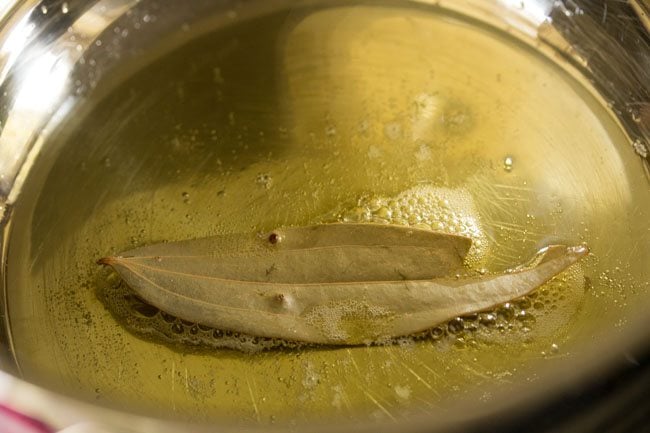 sauteing tej patta in ghee