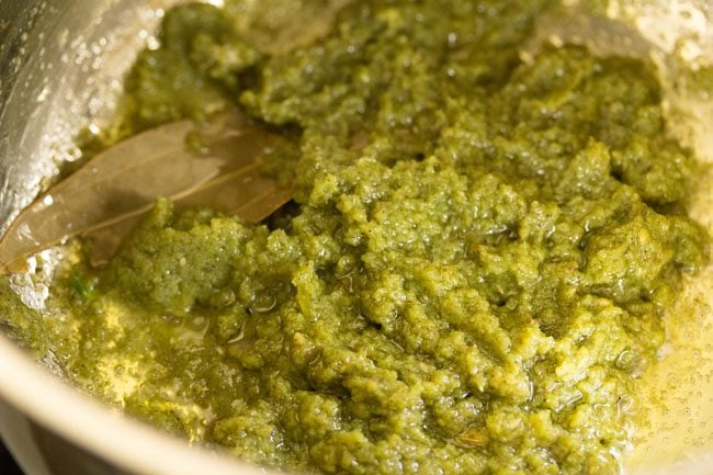 sauteing green paste