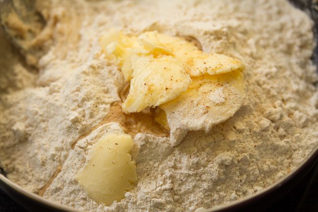 more wheat flour and butter in bowl