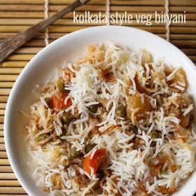 Kolkata biryani served in a white plate