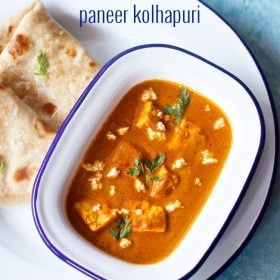 paneer Kolhapuri served with roti in a white plate