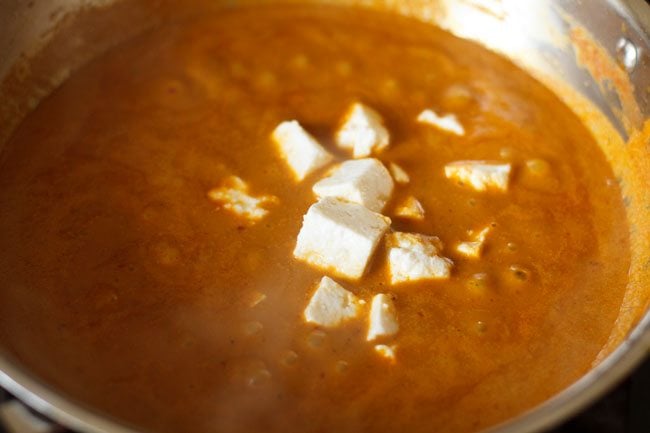 paneer cubes added to gravy