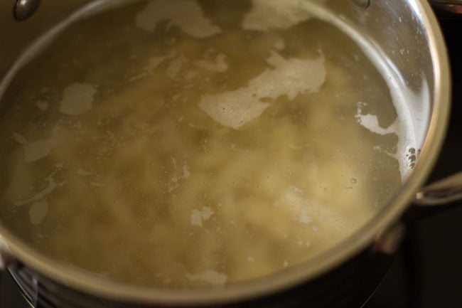 pasta added in the boiling water