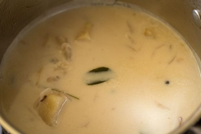 coconut milk stirred well in the potato stew. 