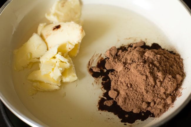 butter to make eggless chocolate cake recipe in pressure cooker