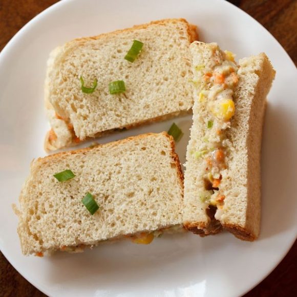 Veg Coleslaw Sandwich, Easy & Quick Coleslaw Sandwich with Veggies