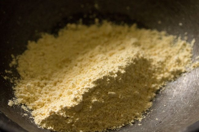 gram flour in a pan